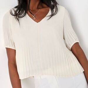 Lulus Appreciate The Aesthetic Ivory Plisse Short Sleeve Top White - Size XL